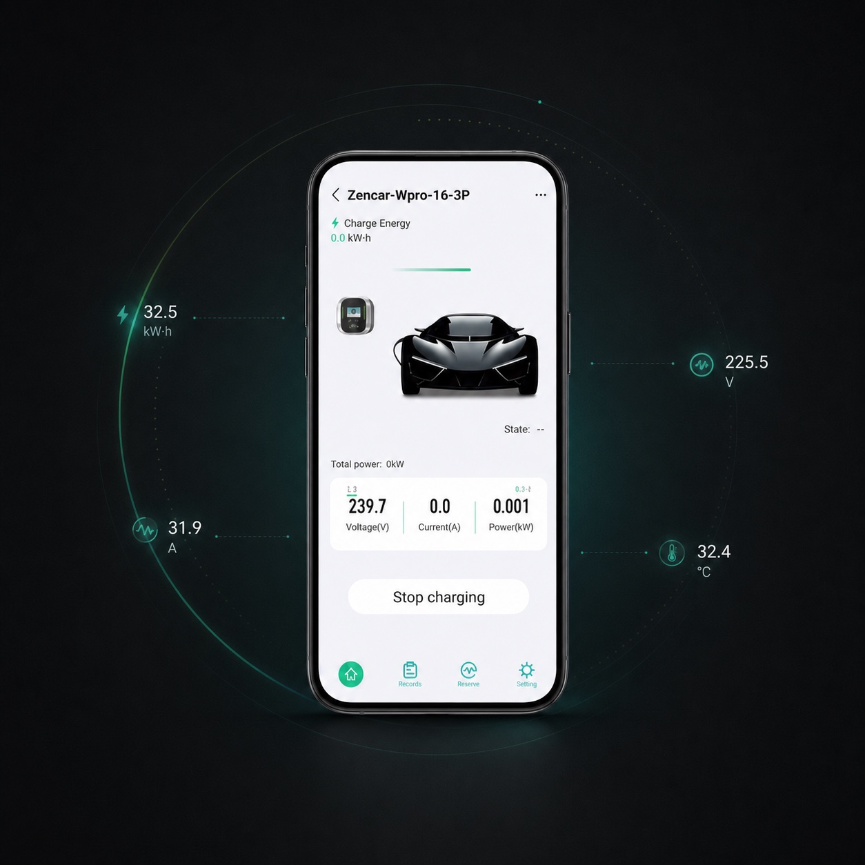 ZenCar mobil uygulamasında şarj durumu ve enerji takibi